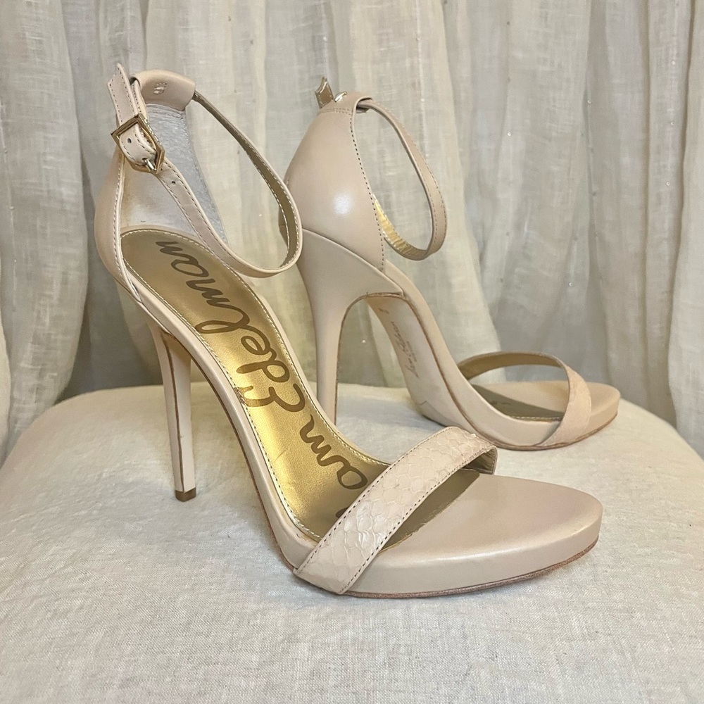 Never worn! Sam Edelman Ariella Ankle-Strap Dress Sandals with Snake Skin Detail